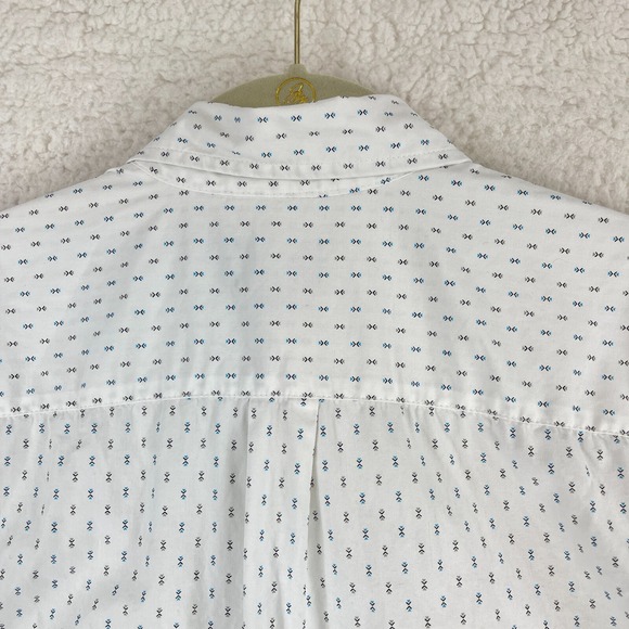 Obey White Geo Print Button-Up Casual Shirt Mens Short Sleeve Cotton Size Small - Picture 12 of 13